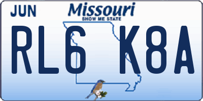 MO license plate RL6K8A