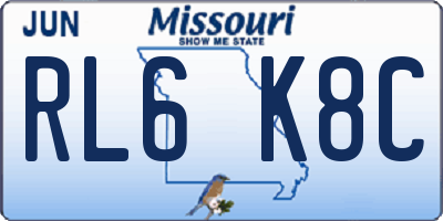 MO license plate RL6K8C