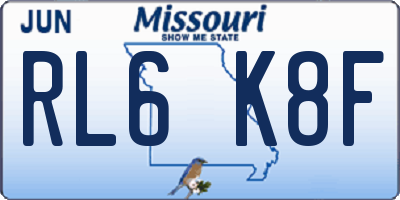 MO license plate RL6K8F