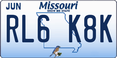 MO license plate RL6K8K