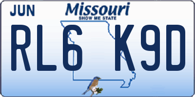 MO license plate RL6K9D