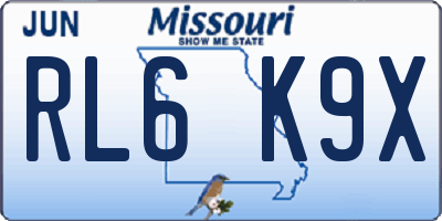 MO license plate RL6K9X