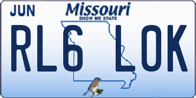 MO license plate RL6L0K
