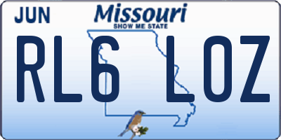 MO license plate RL6L0Z