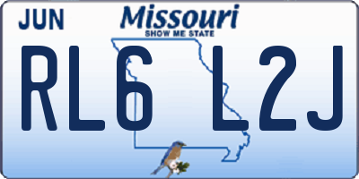 MO license plate RL6L2J