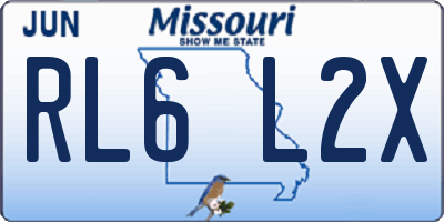 MO license plate RL6L2X
