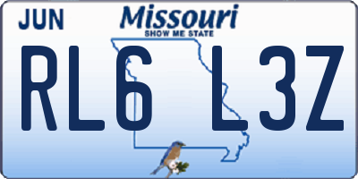 MO license plate RL6L3Z