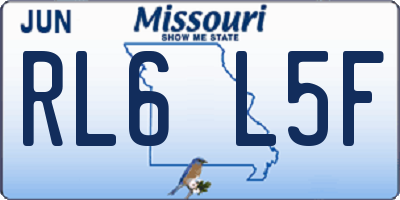 MO license plate RL6L5F