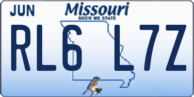MO license plate RL6L7Z