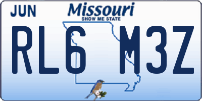 MO license plate RL6M3Z