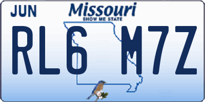 MO license plate RL6M7Z