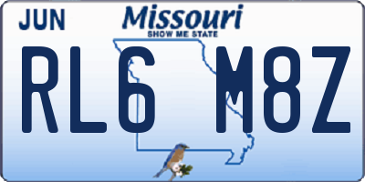 MO license plate RL6M8Z