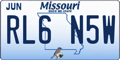 MO license plate RL6N5W