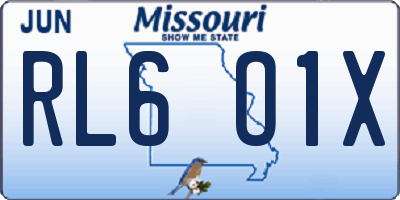 MO license plate RL6O1X