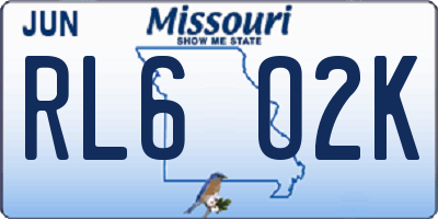 MO license plate RL6O2K
