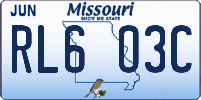 MO license plate RL6O3C