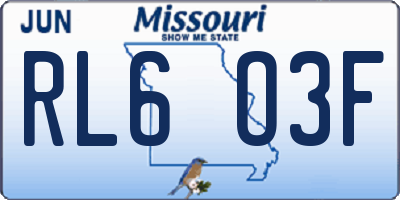 MO license plate RL6O3F