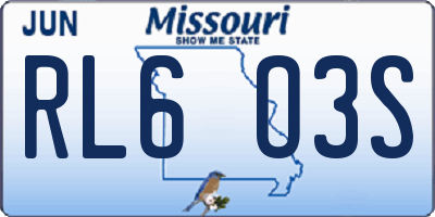 MO license plate RL6O3S