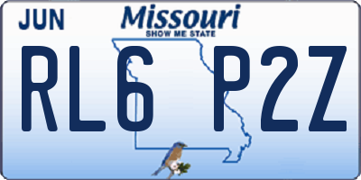MO license plate RL6P2Z