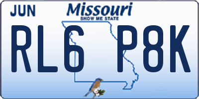 MO license plate RL6P8K