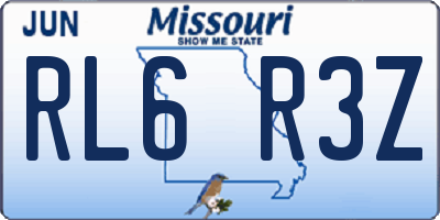 MO license plate RL6R3Z