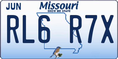 MO license plate RL6R7X