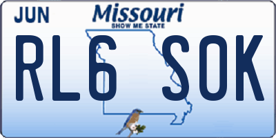 MO license plate RL6S0K
