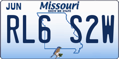 MO license plate RL6S2W