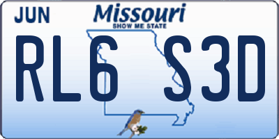 MO license plate RL6S3D