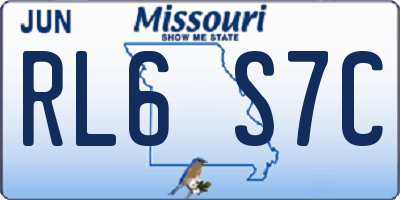 MO license plate RL6S7C