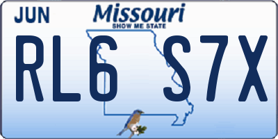 MO license plate RL6S7X