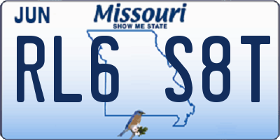 MO license plate RL6S8T