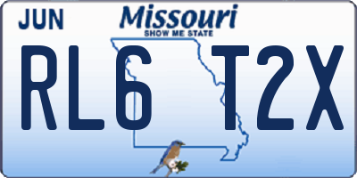 MO license plate RL6T2X
