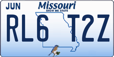 MO license plate RL6T2Z