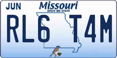 MO license plate RL6T4M