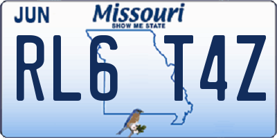 MO license plate RL6T4Z