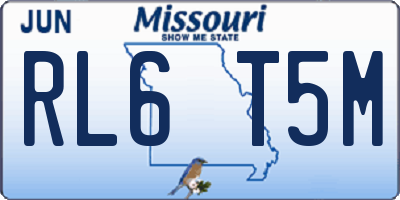 MO license plate RL6T5M