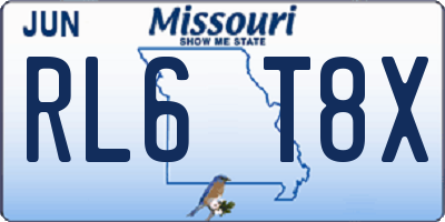 MO license plate RL6T8X