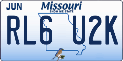 MO license plate RL6U2K