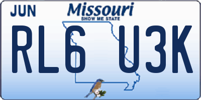 MO license plate RL6U3K