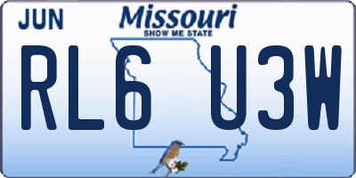 MO license plate RL6U3W