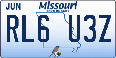 MO license plate RL6U3Z