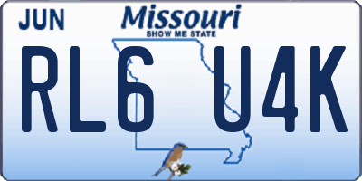 MO license plate RL6U4K