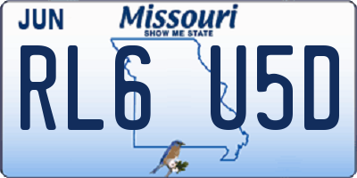 MO license plate RL6U5D
