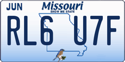 MO license plate RL6U7F