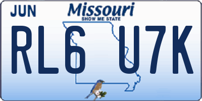 MO license plate RL6U7K