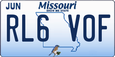 MO license plate RL6V0F