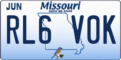 MO license plate RL6V0K