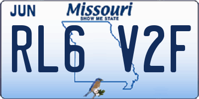 MO license plate RL6V2F