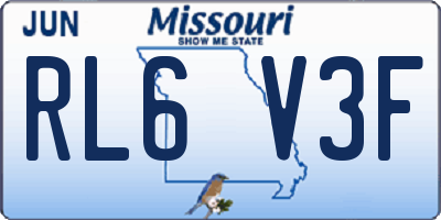 MO license plate RL6V3F